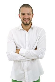 young casual man portrait, isolated on white