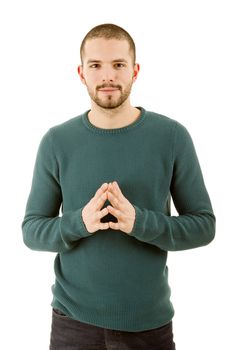 young casual man portrait, isolated on white