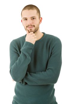 young casual man portrait, isolated on white