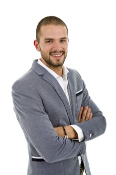 young casual man portrait, isolated on white