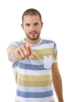 young casual man portrait, isolated on white