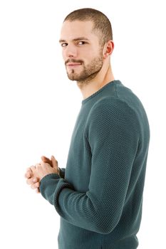 young casual man portrait, isolated on white