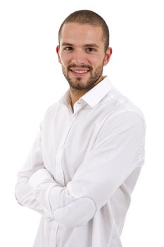 young casual man portrait, isolated on white