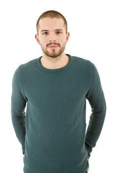 young casual man portrait, isolated on white