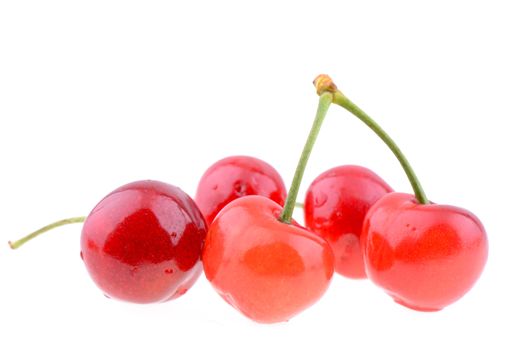 Fresh sweet cherries isolated on a white background