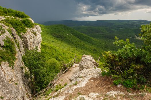 Before storm at the edge of the cliff, Crimea, Ukraine or Russia