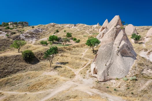 Strange looking rocks near Goreme,  Cappadocia, Turkey