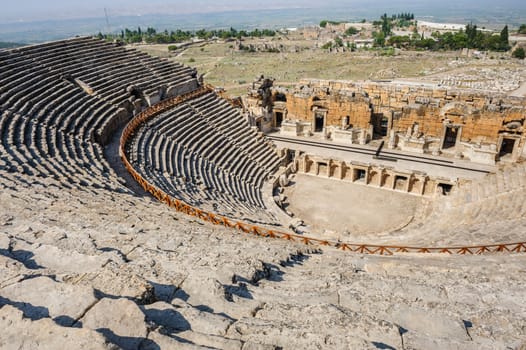 Ruins of theater in ancient Hierapolis, now Pamukkale, Turkey