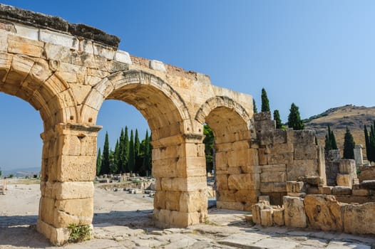 Ruins of ancient Hierapolis, now Pamukkale, Turkey