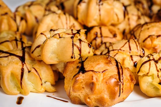 plate of not sweet profiteroles stuffed with seafood