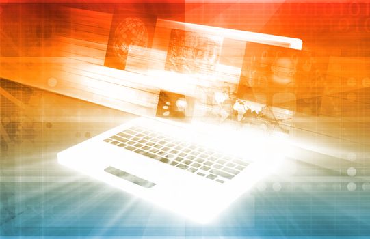 Computer Technology with Laptop and Digital Art