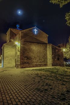 Beautiful night view at the church in Pamplona city