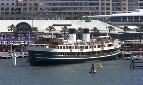 Sydney, Australia-March 17th 2013: The retired ferryboat S.S. South Steyne in Darling Harbour.The boat operated between Manly and Circular Quay for 36 years before being retired in 1974.