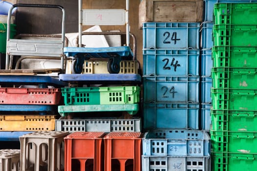 Plastic container pile