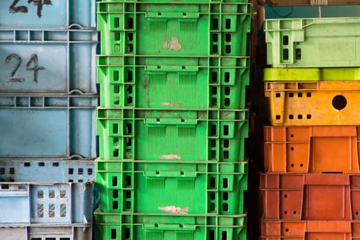 Plastic container pile