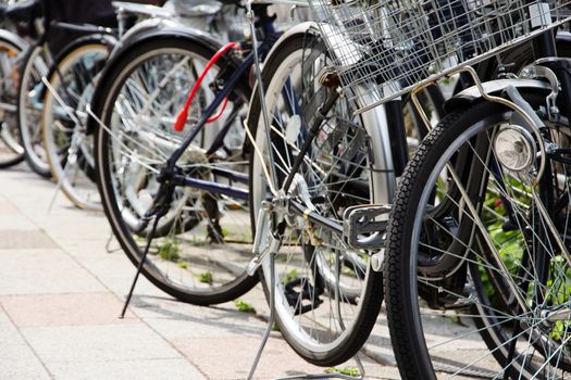 Bicycle parking lane in Tokyo Japan