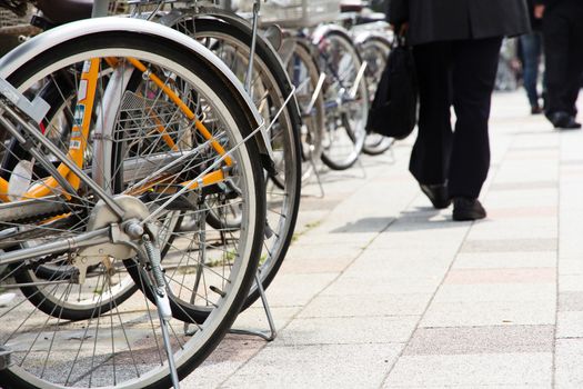 Lot of Bicycles parking at Tokyo, Japan