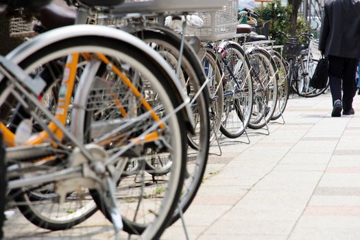 Lot of Bicycles parking at Tokyo, Japan