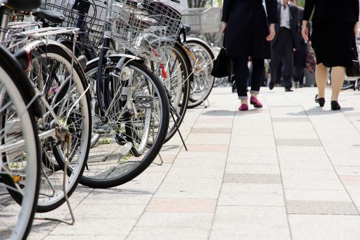 Lot of Bicycles parking at Tokyo, Japan