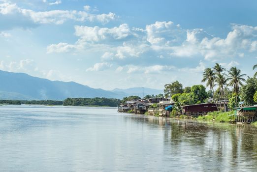 Communities living along the Ping River in Tak district. thailand