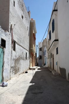 tunisia narrow street of the old town at noon