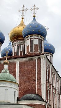 domes and crosses of the Assumption Cathedral of Ryazan Kremlin