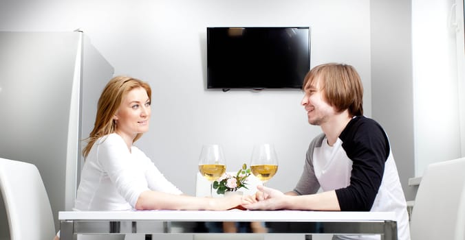 young woman in home with her husband