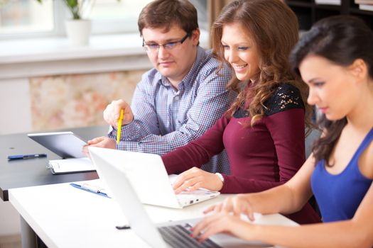 Group of students working in computer lab