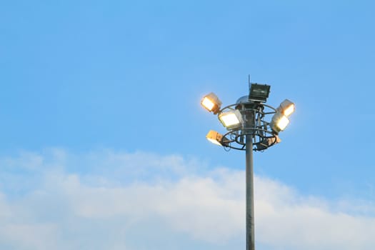 Street light on blue sky