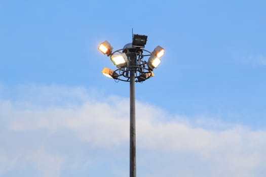 Street light on blue sky