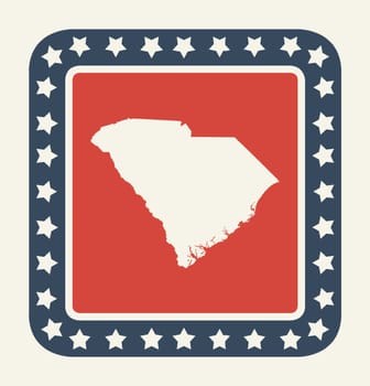 South Carolina state button on American flag in flat web design style, isolated on white background.
