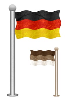 Germany flag waving on the wind. Flags of countries in Europe. Mulberry paper on white background.