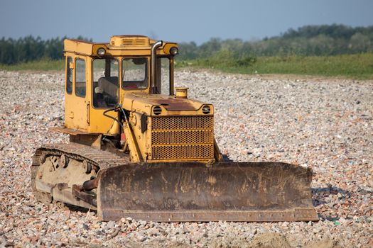 Old dozer at a construction site