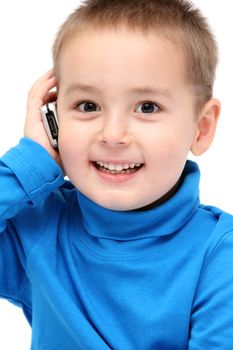 happy child with cell phone