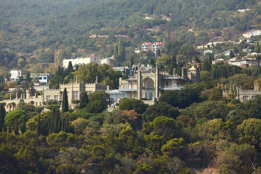 Vorontsov Palace in Crimea viewed from the sea