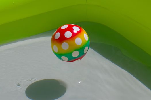 Rubber ball with spots in water