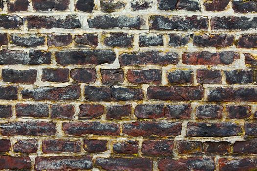 Bare brick wall texture closeup