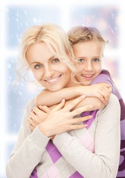 bright picture of happy mother and little girl.