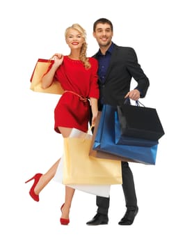 bright picture of man and woman with shopping bags