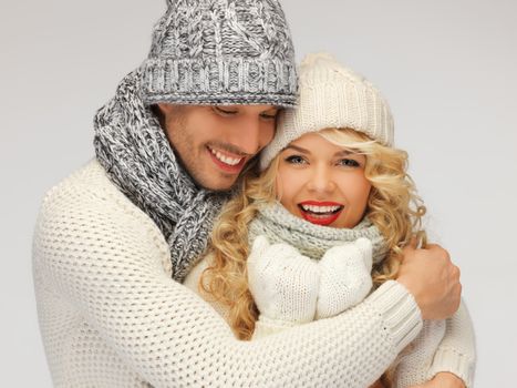 bright picture of family couple in a winter clothes