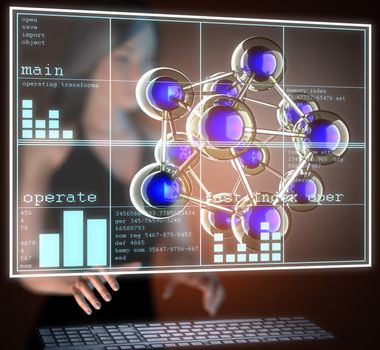 Atom model on hologram