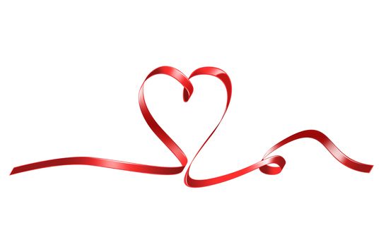 bright picture of red heart shaped ribbon