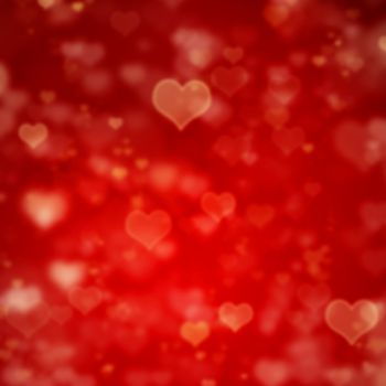 blured valentine's day red background with hearts