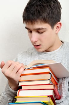 Teenager reads a Books on the Sofa at the Home