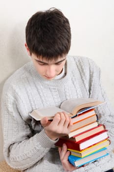 Teenager reads a Books on the Sofa at the Home