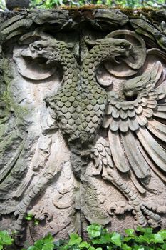 Traditional German double headed eagle curved in stone