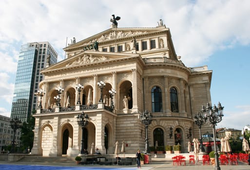 FRANKFURT AM MAIN, GERMANY, MAY The 3rd 2014: The Alte Oper (Old Opera) house in Frankfurt am Main, Germany. The square in front of the building is known as Opernplatz (Opera Square).