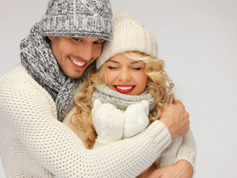 bright picture of family couple in a winter clothes