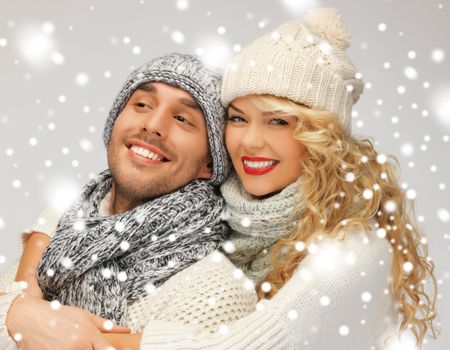 bright picture of family couple in a winter clothes