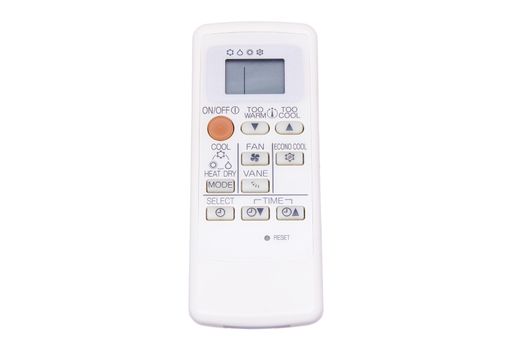 Remote control for air conditioner on white background